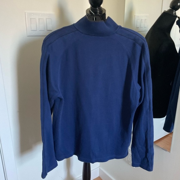Hugo Boss Men’s Blue 100% Cotton Pullover Snap Closure Mock Neck Sweater Size M - Picture 2 of 7